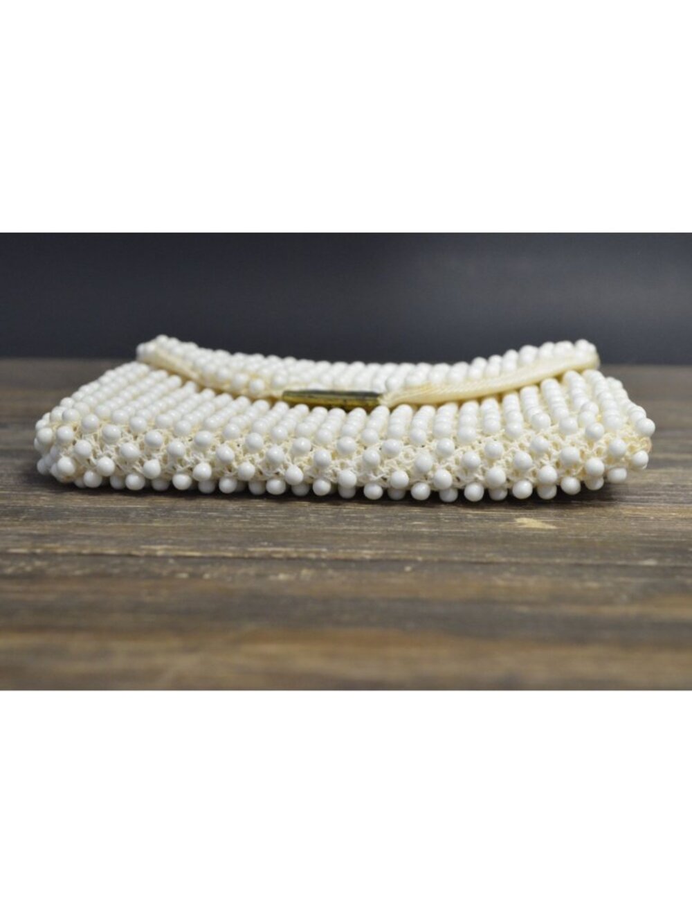 Vintage Coin Purse Snap Closure Cream Beaded Party Holder - Picture 8 of 8